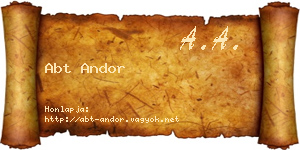 Abt Andor névjegykártya